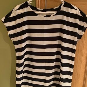 Gap navy and white silk top